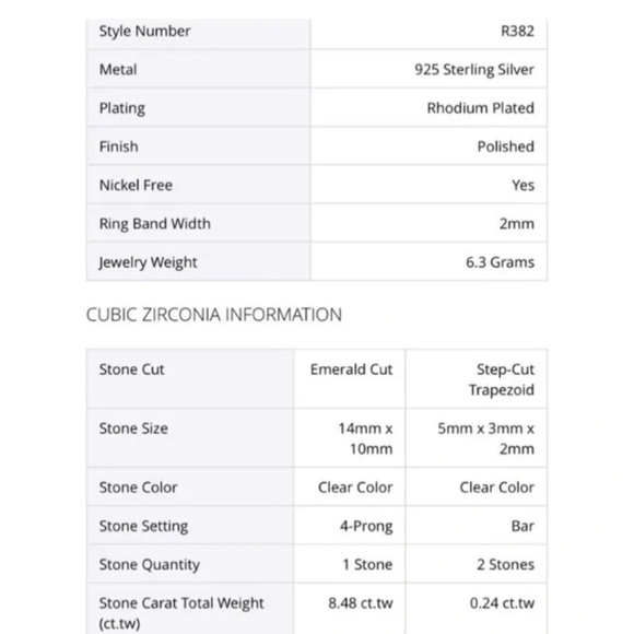 STERLING SILVER EMERALD CUT RING SIZE 7 - Picture 8 of 8